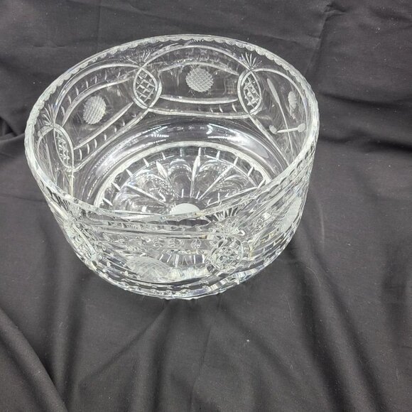 Golf Themed Bowl Par Excellence Hand Cut Glass 24% Lead Crystal 9” - Picture 15 of 16